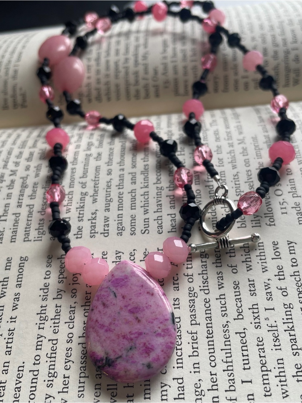 Pink Stone Teardrop Beaded Necklace - Women Jewelry